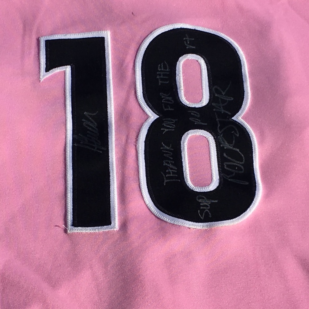 โพ๏ธ2006 Aquasox Steven Baron signed Jersey breastcancer awareness - Picture 7 of 15